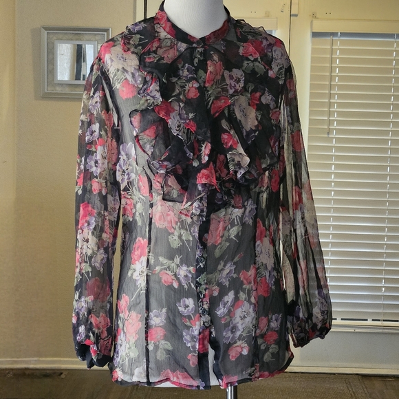 LAUREN Ralph Lauren Sheer Ruffled Blouse - Picture 2 of 10